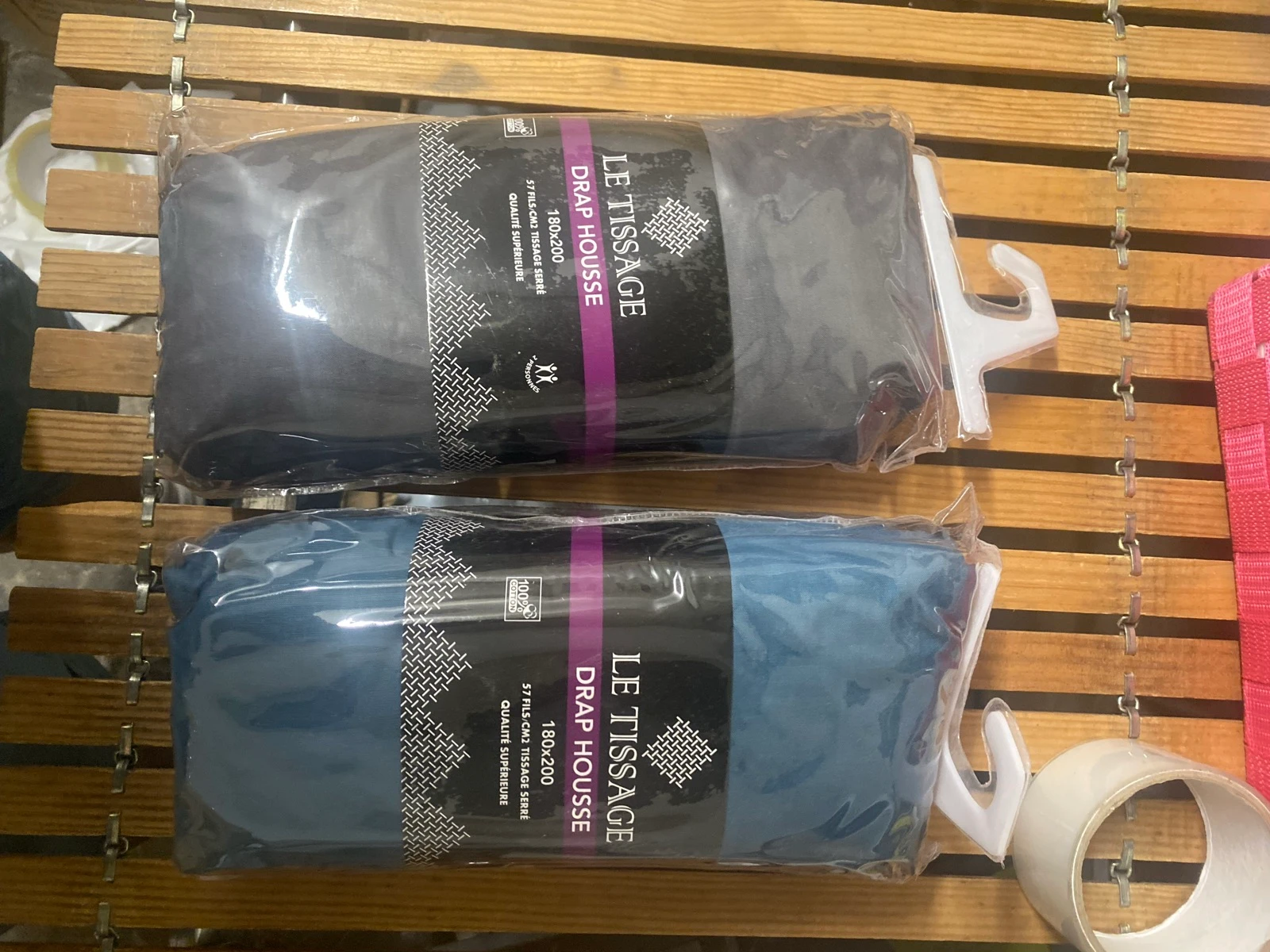 Lot de 2 draps housse 180x200 cm – 100% coton – Neufs